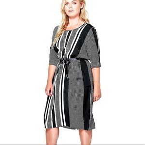 Boohoo Black & White Midi Dress